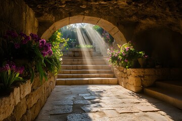 Empty tomb with light