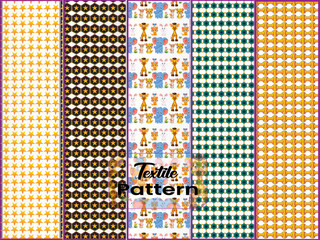 Textile Pattern designs with various shapes like round, triangular etc. and customizable colors like off-white, green, sky blue, pink, orange, blue etc.