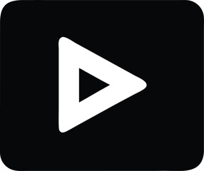 minimal play button icon vector design in black and white with rounded square background, perfect for media apps, web, or streaming UI