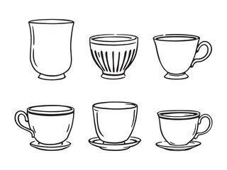 Teacups Simple Outline Mug Style