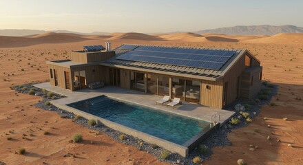 Fototapeta premium House with Pool in Desert Landscape