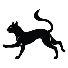 Black cat silhouette vector illustration of a domestic feline pet design