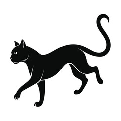 Black cat silhouette vector illustration of a domestic feline pet design