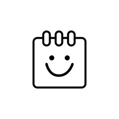 Smiling Calendar Icon – Happy Schedule, Positive Planning, Event Reminder Symbol

