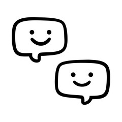 Happy Chat Bubbles Outline Icon – Friendly Message, Positive Conversation Symbol

