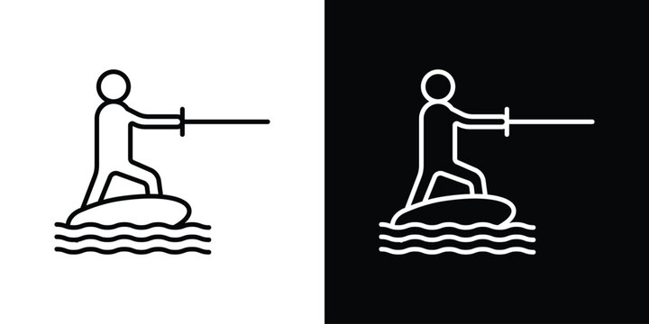Wakeboarding icon in black. flat graphic vector icon