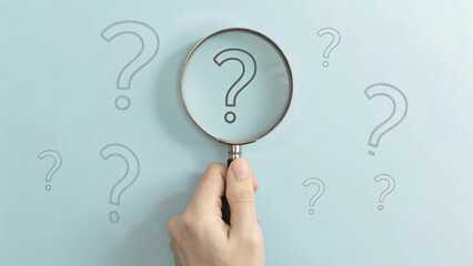 Creative Problem Solving and Analysis Concept – Question Mark with Idea, Search, and Discovery Symbols