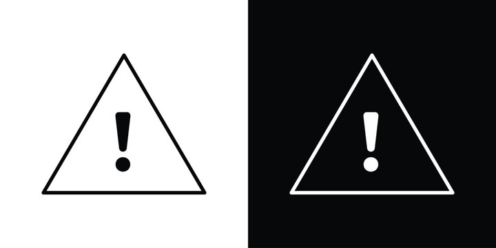Warning triangle icon in black. flat graphic vector icon