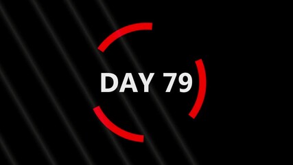 The calendar 79 th day of the month is red circled ,Calendar interface with highlighted dates and event icons, looped animation.
