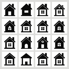Minimalist House Icons Set - Black and White Home Symbols