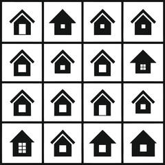 Minimalist House Icons Set - Black and White Home Symbols