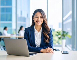 young businesswoman working on laptop