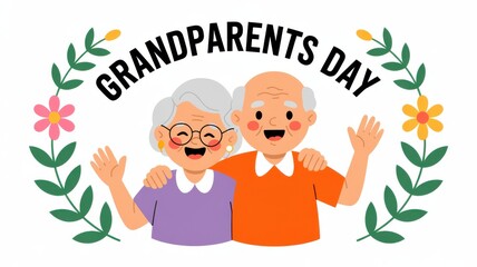 Happy grandparents day card with floral wreath