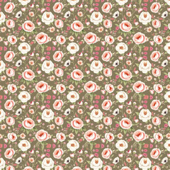 Watercolor painting of leaf and flowers, seamless pattern background, New Floral Pattern