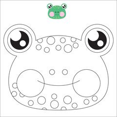 Coloring. Cute outlined faces of jungle and forest animals coloring vector illustrations.
