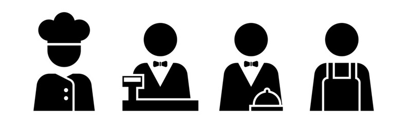 Chef, Cashier, Waiter, Cleaner icon set illustration vector.