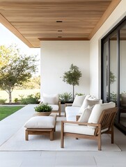 Modern Patio with Chairs and Planter