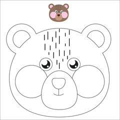 Coloring. Cute outlined faces of jungle and forest animals coloring vector illustrations.