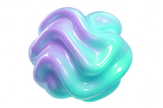 Wavy, glossy, and swirling abstract shape with a transparent background, ideal for digital art projects
