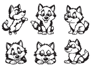 Fototapeta premium Wolf Face Minimal Line Drawing