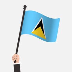 Hand Holding Saint Lucia Waving Flag