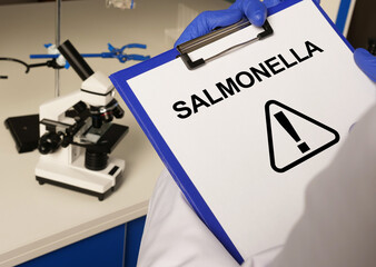 Salmonella is shown using the text as medical concept. Sample for Salmonella bacteria test