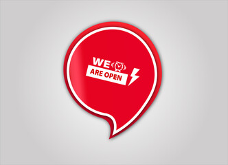 red flat sale banner for We are  Open banner and poster creative design