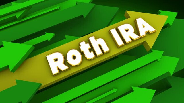 Roth IRA Retirement Savings Investment Account Green Growth Arrows Rising Up 3d Animation