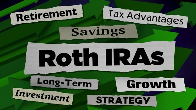 Roth IRAs Financial News Headlines Retirement Savings Accounts 3d Animation