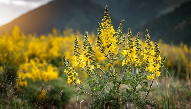 verbascum nigrum wild plant with yellow flowers