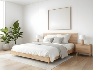 Modern Minimalist Bedroom with Vintage Plant Decor