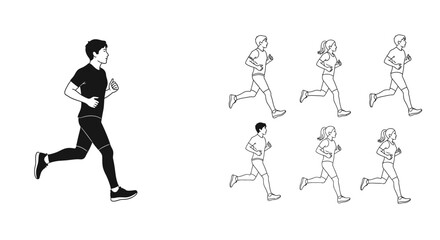 Running People Illustrations Vector Graphics for Fitness and Exercise Designs
