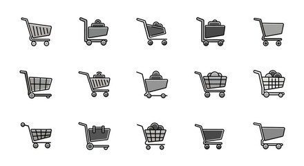Shopping Cart Icons 15 High-Quality Vector Illustrations for E-commerce
