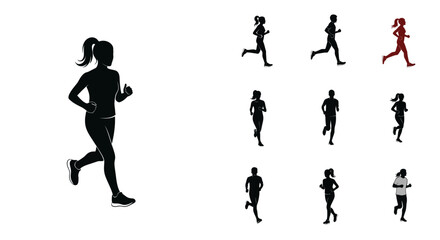 Running Silhouettes Vector Illustrations of Runners for Design Projects