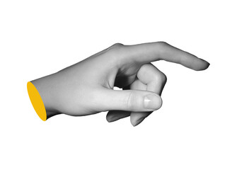 Finger pointing in tick position showing index tip and knuckle, hand movement and gesture, arm and