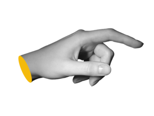 Finger pointing in tick position showing index tip and knuckle, hand movement and gesture, arm and