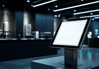 Modern Kiosk Mockup Blank Screen Display