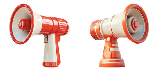 Naklejka premium Red megaphone icon isolated on transparent PNG background perfect for announcements, alerts, and promotional campaigns