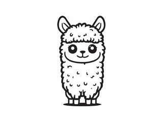 Alpaca Outline Vector Art