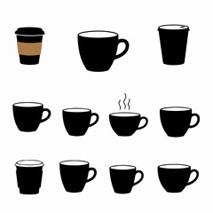 Coffee cups collection black and white styles