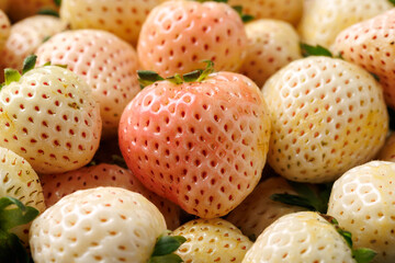 Organic Raw Pink Pineberries Strawberry in a bowl. Healthy food