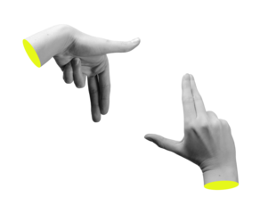 Fingers forming rectangular frame in creative gesture for photography composition. Focus on vision