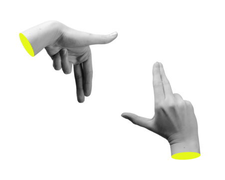 Fingers forming rectangular frame in creative gesture for photography composition. Focus on vision