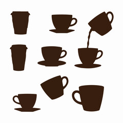 Coffee cup silhouette collection for beverage design