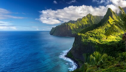 cliffs along the coast between taiohae and hakaui nuku hiva french polynesia