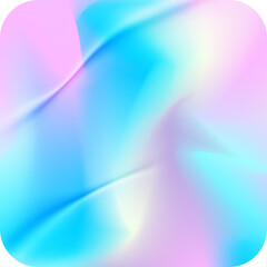Holographic sticker. Gradient foil square shape. Neon iridescent emblem. 
