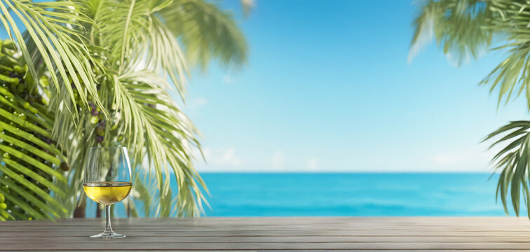 Red grapes are ripe as the sun sets over the wineyard, and a wooden box holds a bottle of wine with glasses poured. Generative AI - Powered by Adobe