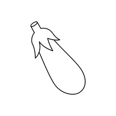 Fresh eggplant outline symbol. Fresh organic vegetable. Natural vegetarian food. Healthy eating. Vector illustration