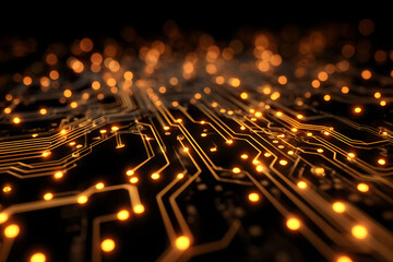 Glowing Circuit Board Network Abstract Background 