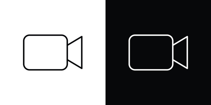 Video call icon in black. flat graphic vector icon